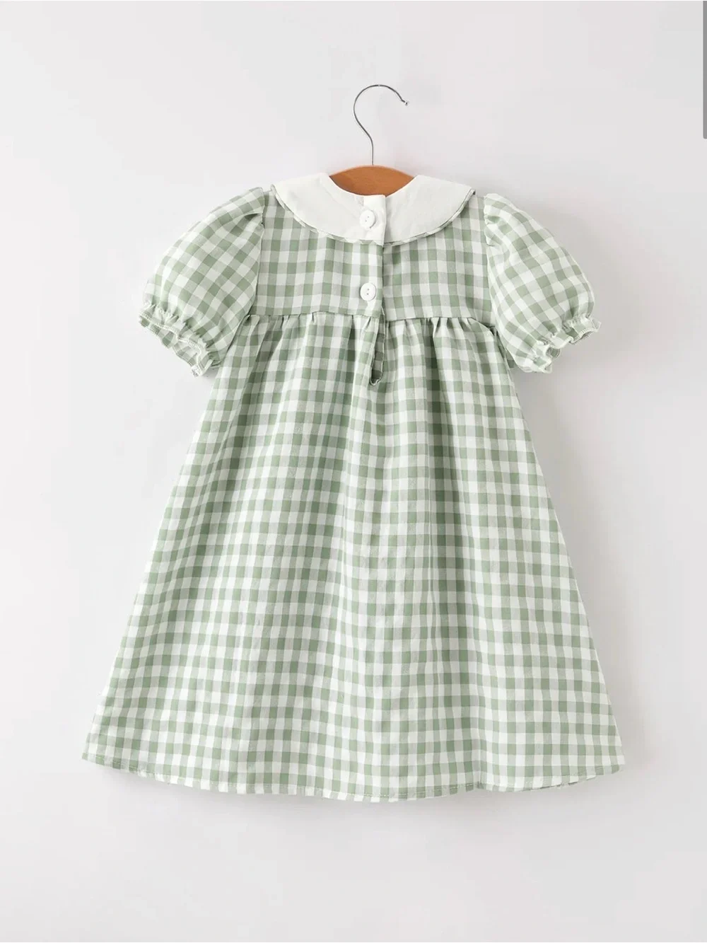 Rylee Faith Fall Thanksgiving Pumpkin Appliqué Plaid Green Girls Dress